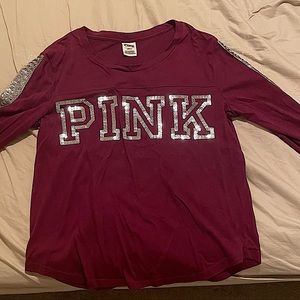 Victoria Secret (Pink) Long Sleeve Cropped Top